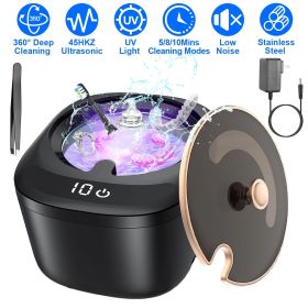 Ultrasonic Retainer Cleaner 45kHz Ultrasonic Cleaning Machine with 3 Modes 230ML Capacity UV Light for Denture Mouth Guard Aligner Dental Trays Braces