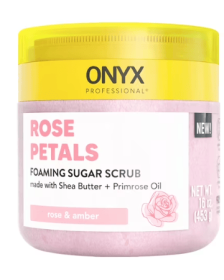 ONYX Professional Foaming Body Scrub with Scrubber, Rose Petals, All Skin Types,16 oz