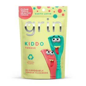 Grin Kiddo Disposable Tongue Cleaner For Kids – BPA Free And Gentle Design – 28 Count Oral Hygiene Scrapers – For Ages 2 And Up