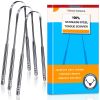 3 Pack 100% (Medical Grade) Professional Stainless Steel Tounge Scrappers Great for Banishes Bad Breath and Maintains Oral Care