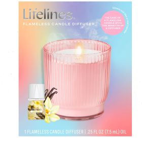 Candle Diffuser with ClickWick Essential Oil Blend, Rechargeable Waterless Aromatherapy Diffuser for Home and Office, Ribbed Pink