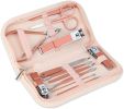 Nail Clippers and Beauty Tool Portable Set Manicure Set 12 in 1, with Pink Leather Bag, Suitable for Home, Workplace, Outdoor Travel, Gift Giving