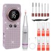 Portable Electric Nail Drill 35000RPM Nails Milling Cutter Wireless Pedicure Grinder Rechargeable Nail Drilling Machine (Silver)