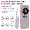 Portable Electric Nail Drill 35000RPM Nails Milling Cutter Wireless Pedicure Grinder Rechargeable Nail Drilling Machine (Silver)