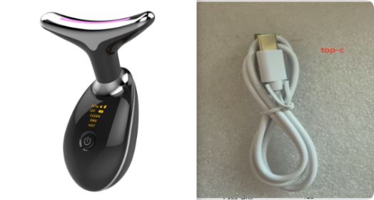 EMS Thermal Neck Lifting And Tighten Massager Electric Microcurrent Wrinkle Remover (Option: Black Silver set)