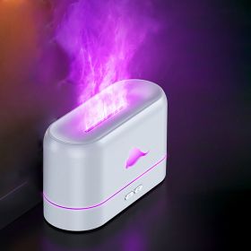 1pc Flame Air Diffuser, Humidifier, Portable Noiseless Aroma Diffuser For Home, Office Yoga Essential Oil Diffuser With Water Auto-Off Protection (Bla (Style: 3Color LED Light, Color: White Color)