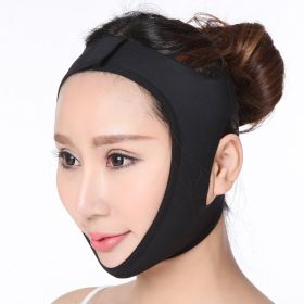 Elastic Face Slimming Bandage V Line Face Shaper Women Chin Cheek Lift Up Belt Facial Massager Strap Face Skin Care Tools Beauty (Color: Black XL)