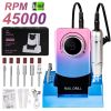Electric Nail Drill, Portable Nail Drill 45000 RPM, Rechargeable Electric Nail File Kit, Cordless Electric Nail File for Acrylic