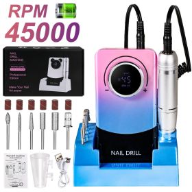 Electric Nail Drill, Portable Nail Drill 45000 RPM, Rechargeable Electric Nail File Kit, Cordless Electric Nail File for Acrylic (Color: Color)