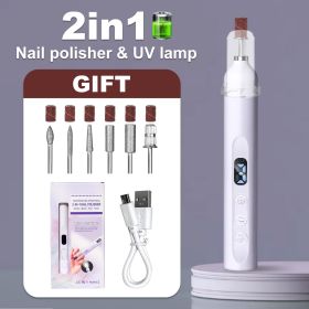 Cordless Electric Nail Drill File Professional Nail Drill Machine nail UV Lamp 2 in 1Professional Portable Manicure Pedicure Rechargeable for Home Sal (Color: Purple)