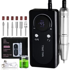 Electric Nail Drill, Portable Nail Drill 45000 RPM, Rechargeable Electric Nail File Kit, Cordless Electric Nail File for Acrylic (Color: Black)
