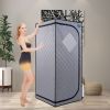 Full Size Portable Grey Steam Sauna tentâ€“Personal Home Spa, with Steam Generator, Remote Control, Foldable Chair