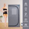 Portable Grey Mini Plus style Steam Sauna tentâ€“Personal Home Spa, with Steam Generator, Remote Control, Foldable Chair, PVC pipes. Easy to Install