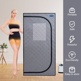 Portable Grey Mini Plus style Steam Sauna tentâ€“Personal Home Spa, with Steam Generator, Remote Control, Foldable Chair, PVC pipes. Easy to Install (Color: as Pic)