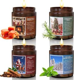 Christmas Scenes Candle Set Gifts- Perfect for Home Decor Holiday Scented Candles, 4 Pack Soy Candles for Men and Women (Color: White)