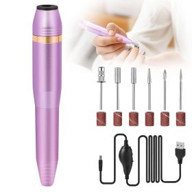 Portable Electric Nail Drill, Professional Nail File Kit for Acrylic, Gel Nails, Manicure Pedicure with Nail Drill Bits Sanding Bands Rose gold (Color: multicolour)
