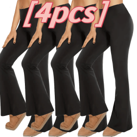 4pcs Butt-Lifting Flare Yoga Pants â€“ High Waist, Ultra Stretch, Naked Feel Leggings for Women (Color: Black four-day pack, size: S)