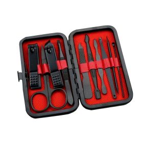 Portable Travel Nail Clipper Set for Manicure Pedicure Set (Type: Nail Tools, Color: Black & Red)